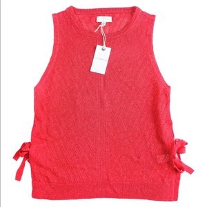 NWT $60 Women's LUCKY BRAND Coral Shortsleeve Linen Knit Tank Top Shirt SMALL